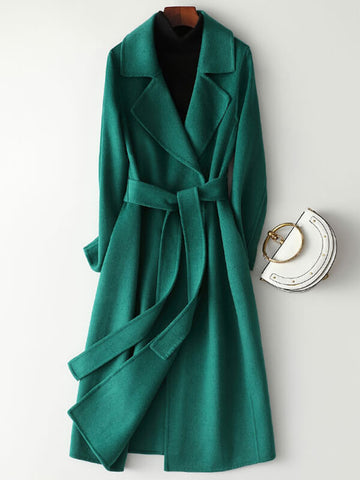 Airchics manteau en laine avec poches ceinture femme mode vert